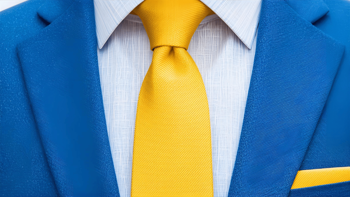 Bold & Fashion-Forward: Blue Suit with a Yellow Tie